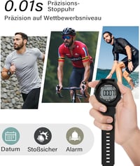SOCICO Férfi Digitális Karóra Sportos Katonai Vízálló Kronográf LED Világítás Riasztás 5