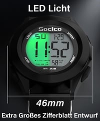 SOCICO Férfi Digitális Karóra Sportos Katonai Vízálló Kronográf LED Világítás Riasztás 4