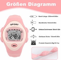 SOCICO Gyerek Digitális Óra Fiúknak Lányoknak 3-10 év Vízálló Sportóra LED Világítás Riasztás Stopper Ajándék Rózsaszín 5