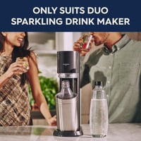 Sklenená fľaša SodaStream DUO a E-DUO 1 l, náhradná fľaša do výrobníka sódy, 2 ks v balení s čiernym skrutkovacím uzáverom, vhodná do umývačky riadu, prémiové sklo 3