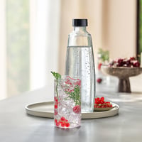 Sklenená fľaša SodaStream DUO a E-DUO 1 l, náhradná fľaša do výrobníka sódy, 2 ks v balení s čiernym skrutkovacím uzáverom, vhodná do umývačky riadu, prémiové sklo 8