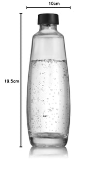 Sklenená fľaša SodaStream DUO a E-DUO 1 l, náhradná fľaša do výrobníka sódy, 2 ks v balení s čiernym skrutkovacím uzáverom, vhodná do umývačky riadu, prémiové sklo 9