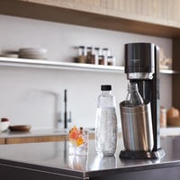Sklenená fľaša SodaStream DUO a E-DUO 1 l, náhradná fľaša do výrobníka sódy, 2 ks v balení s čiernym skrutkovacím uzáverom, vhodná do umývačky riadu, prémiové sklo 4