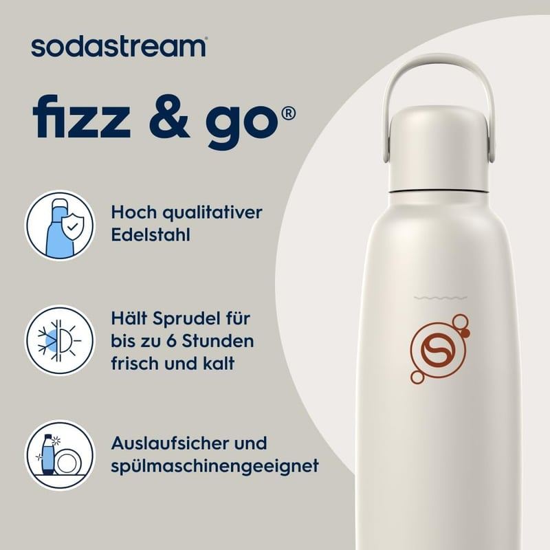 SodaStream Fizz & Go Cool rozsdamentes acél 0,9L termosz palack szódavízhez - Sand