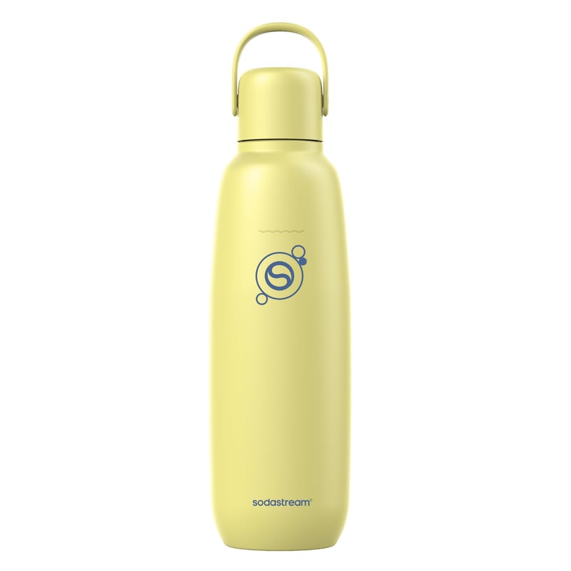 SodaStream Fizz & Go Cool nerezová fľaša na sýtenie vody 0,9 l, dvojstenná termo fľaša, citrónovo žltá, kompatibilná s TERRA, ART, E