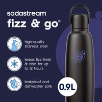 Nerezová fľaša na sýtené nápoje SodaStream Fizz & Go Cool 0,9 l, dvojstenná termo fľaša, vhodná pre modely TERRA, ART, ENSO 2