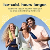 SodaStream Fizz & Go Cool nerezová fľaša na sýtenie vody 0,9 l, dvojstenná termo fľaša, citrónovo žltá, kompatibilná s TERRA, ART, E 3