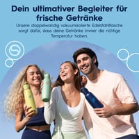 Nerezová fľaša na sýtenie vody SodaStream Fizz & Go 0,9 l, dvojstenná termo fľaša, Ice Blue, kompatibilná s DUO, TERRA, ART, ENSO 3