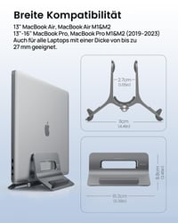 Vertikálny stojan na notebook SODI, hliníkový držiak na MacBook Air, Pro, iPad a iPhone, stolový stojan na počítač do kancelárie aj domácnosti 4
