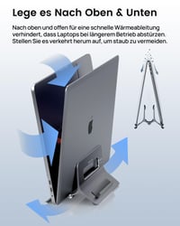 Vertikálny stojan na notebook SODI, hliníkový držiak na MacBook Air, Pro, iPad a iPhone, stolový stojan na počítač do kancelárie aj domácnosti 7