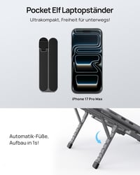 SODI összecsukható alumínium laptopállvány, 6 magassági fokozat, 10-16"-os laptopokhoz 2