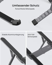 SODI összecsukható alumínium laptopállvány, 6 magassági fokozat, 10-16"-os laptopokhoz 8