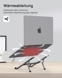 SODI összecsukható alumínium laptopállvány, 6 magassági fokozat, 10-16"-os laptopokhoz 6