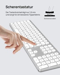 SODI Wireless Bluetooth Billentyűzet Mac/iPad/iPhone-hoz, Alumínium, Újratölthető, QWERTZ 6