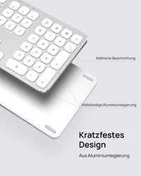 SODI Wireless Bluetooth Billentyűzet Mac/iPad/iPhone-hoz, Alumínium, Újratölthető, QWERTZ 5