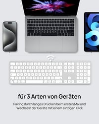 SODI Wireless Bluetooth Billentyűzet Mac/iPad/iPhone-hoz, Alumínium, Újratölthető, QWERTZ 2