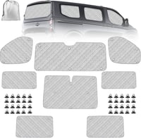 Soekodu Ford Transit Custom SWB Napellenző Szett 2012-2022 - 8 részes Hőszigetelő Belső Roletta Szélvédőre és Ablakokra Tárolótáskával 1