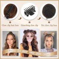Sofeiyan set 2 mini extensii coc tip gogoașă din fibră sintetică ondulată, cu aspect de urechi de pisică, pentru femei, blond auriu și blond deschis 4
