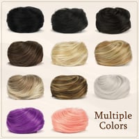 Sofeiyan set 2 mini extensii coc tip gogoașă din fibră sintetică ondulată, cu aspect de urechi de pisică, pentru femei, blond auriu și blond deschis 6