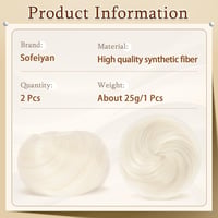 Sofeiyan set 2 bucăți extensii coc cu mini clemă, chignon tip gogoașă, accesoriu de păr sintetic, culoarea 613/60#, pentru femei 2