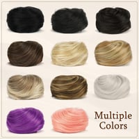 Sofeiyan set 2 extensii tip coc mini cu clemă, accesoriu de păr sintetic tip gogoașă cu elastic pentru femei, pentru coadă sau coc, blond și șaten mediu 4