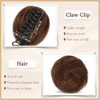 Sofeiyan set 2 extensii tip coc mini cu clemă, accesoriu de păr sintetic tip gogoașă cu elastic pentru femei, pentru coadă sau coc, blond și șaten mediu 3