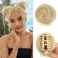 Sofeiyan set 2 mini clești pentru păr, accesorii pentru coc tip „space bun” sau urechi de pisică, nuanță șaten cenușiu și blond deschis pentru femei 1