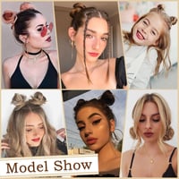 Sofeiyan set 2 mini clești pentru păr, accesorii pentru coc tip „space bun” sau urechi de pisică, nuanță șaten cenușiu și blond deschis pentru femei 5
