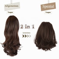 Sofeiyan göndör szintetikus lófarok hajhosszabbítás csipesszel - sötétbarna/arany auburn - 33 cm 3