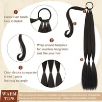Extensie de coadă de cal împletită Sofeiyan cu elastic, lungă, 66 cm, meșă sintetică cu aspect natural pentru femei 2