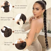 Extensie de coadă de cal împletită Sofeiyan cu elastic, lungă, 66 cm, meșă sintetică cu aspect natural pentru femei 4