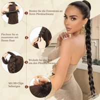 Sofeiyan pripojený vrkoč (ponytail) s gumičkou, 66 cm, popolavá blond, syntetický príčesok pre ženy, prirodzený vzhľad 3