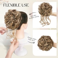 Sofeiyan Messy Bun kontybetét göndör szintetikus hajjal, rugalmas pánttal - fekete-szürke tincsvégekkel 5