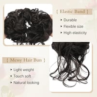 Sofeiyan Messy Bun kontybetét göndör szintetikus hajjal, rugalmas pánttal - fekete-szürke tincsvégekkel 3