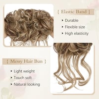 Sofeiyan Messy Bun kontybetét göndör szintetikus hajjal, rugalmas pánttal - barna-szőke keverék 3