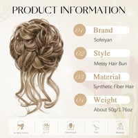 Sofeiyan Messy Bun kontybetét göndör szintetikus hajjal, rugalmas pánttal - barna-szőke keverék 2