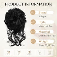 Sofeiyan Messy Bun kontybetét göndör szintetikus hajjal, rugalmas pánttal - fekete 2
