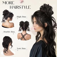 Sofeiyan Messy Bun kontybetét göndör szintetikus hajjal, rugalmas pánttal - fekete 5
