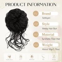 Sofeiyan Messy Bun kontybetét göndör szintetikus hajjal, rugalmas pánttal - természetes fekete 2