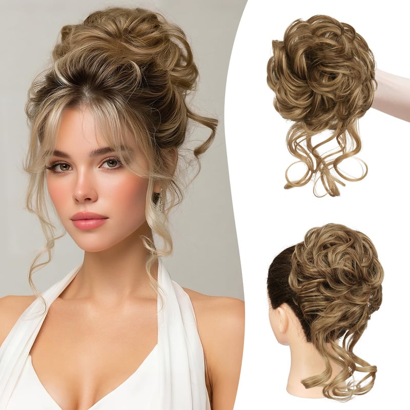 Sofeiyan príčesok v tvare drdola s gumičkou, doplnok na účes „messy bun“ pre ženy, 1 ks, štipec na vytvorenie drdola