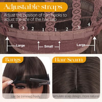 Perucă Sofeiyan lungă și dreaptă cu breton, 40 cm, șaten închis, stratificată, cu aspect natural, din fibră sintetică, pentru femei, potrivită pentru zi cu zi și ocazii speciale 4