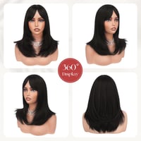 Perucă Sofeiyan lungă și dreaptă cu breton, 40 cm, șaten închis, stratificată, cu aspect natural, din fibră sintetică, pentru femei, potrivită pentru zi cu zi și ocazii speciale 5