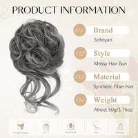 Sofeiyan Messy Bun kontybetét göndör hullámos tincsekkel, szintetikus - sötétszürke 2