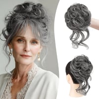Sofeiyan Messy Bun kontybetét göndör hullámos tincsekkel, szintetikus - sötétszürke 1
