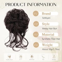 Sofeiyan Messy Bun príčesok do vlasov s kučeravými vlnami, syntetický - tmavosivý 2