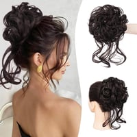 Sofeiyan Messy Bun príčesok do vlasov s kučeravými vlnami, syntetický - tmavosivý 1