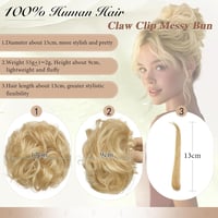 Coc dezordonat Sofeiyan, extensii din păr natural cu clips, bucle ondulate, chignon cu agrafă, blond bej cu șuvițe blond deschis, pentru femei 2
