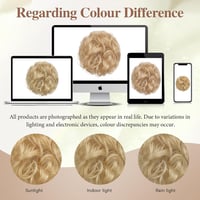Coc dezordonat Sofeiyan, extensii din păr natural cu clips, bucle ondulate, chignon cu agrafă, blond bej cu șuvițe blond deschis, pentru femei 7