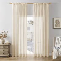 Set draperii transparente Softalker cu buzunar pentru galerie, voal bej pentru living, 160 cm, extra lungi pentru sistem de șină, 2 buc. 5