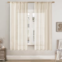 Set draperii transparente Softalker cu buzunar pentru galerie, voal bej pentru living, 160 cm, extra lungi pentru sistem de șină, 2 buc. 1